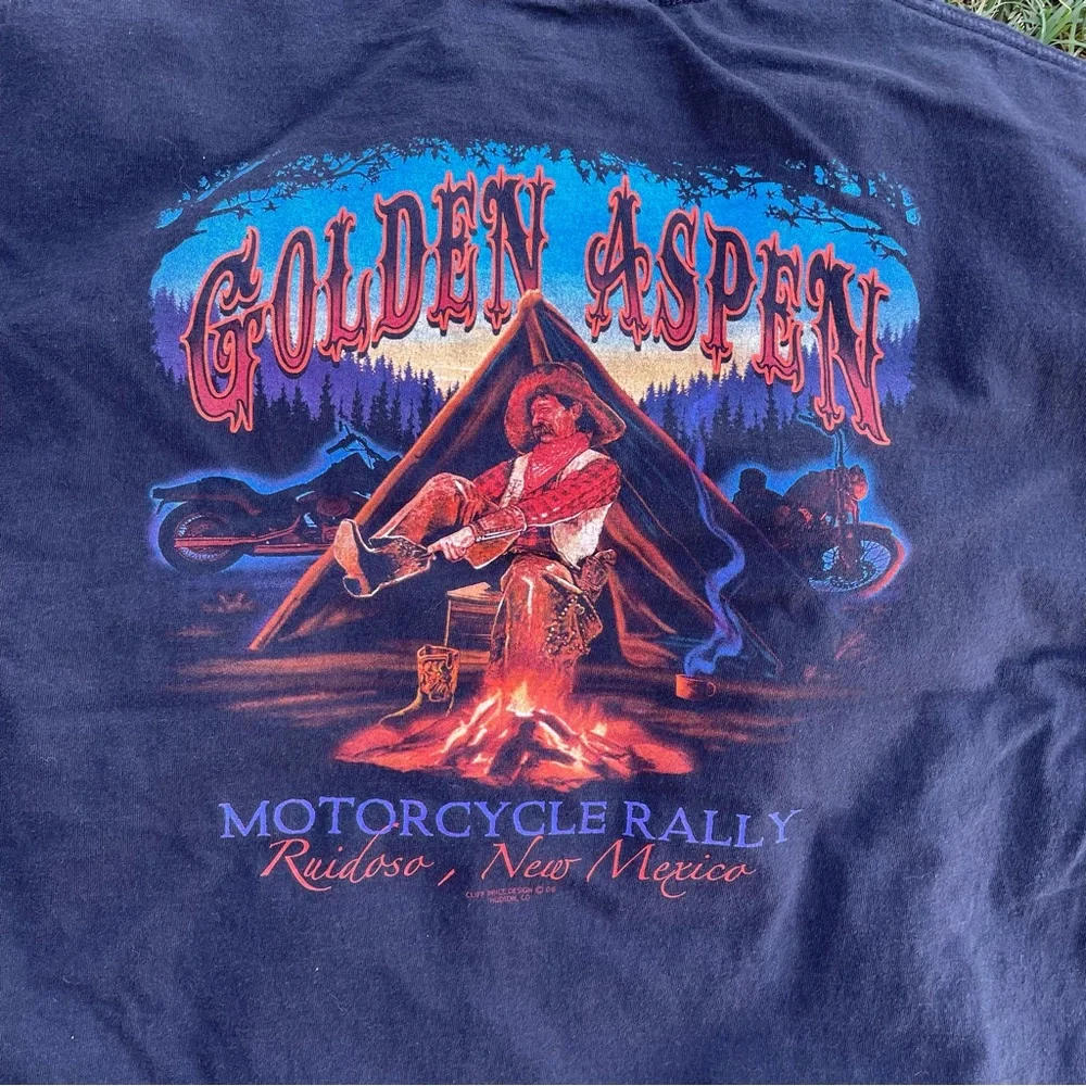 Hanes | 2006 Golden Aspen Motorcycle Rally Ruidoso NM Cowboy Graphic Tee - Picture 2 of 5